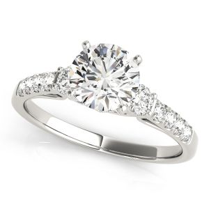 Three Stone Pavé Cathedral Peekaboo Round Engagement Ring