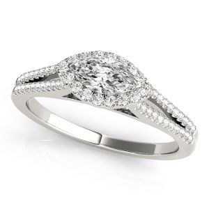 Marquise East-West Halo Split Shank Diamond Engagement Ring