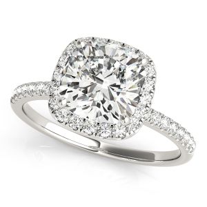 Cushion Halo Solitaire Pavé Engagement Ring