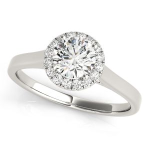 Simple Tapered Cathedral with Hidden Halo Round Engagement Ring