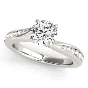 Tension Channel Set with Wrapped Pavé Round Engagement Ring
