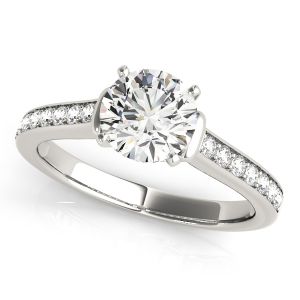 Channel Set with One Hidden Halo Round Engagement Ring