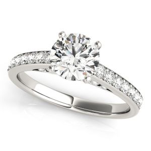 Pavé Wrapped Cathedral Round Diamond Engagement Ring