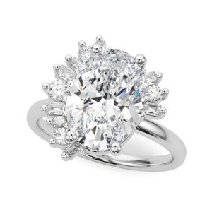 Oval Multi side Stones Engagement Ring