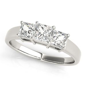 Low Profile Three Stones Trellis Princess Cut Engagement Ring