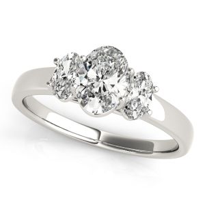 Three stones Trellis Oval Engagement Ring