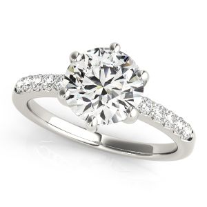 6 Prongs Hidden Halo Pavé Engagement Ring