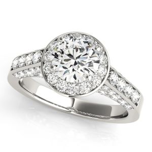 Halo Trio Channel Round Engagement Ring