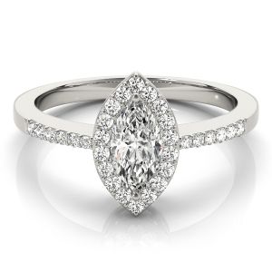 Marquise Vintage Halo Micropavé Diamond Engagement Ring