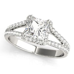 Float Halo Split Shank Princess Cut Engagement Ring