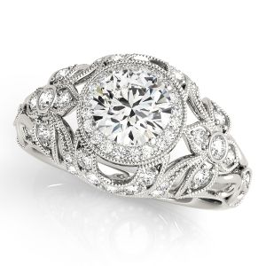 Vintage Bezel Halo Engagement Ring
