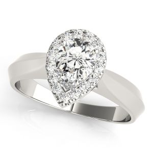 Wide Knife Edge Halo Pear Shape Engagement Ring