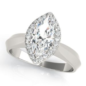 Marquise Halo Solitaire Diamond Engagement Ring