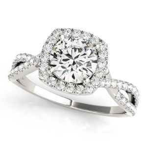 Twisted Shank Square Halo Engagement Ring