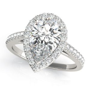 Pear Shape Halo Pavé Cathedral Engagement Ring
