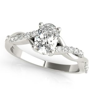 Pavé Twisted Shank Oval Engagement Ring