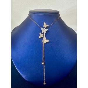 4 Diamonds Butterflies Mixed Materials Adjustable Lariat Necklace