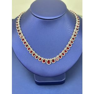 Ruby Halo Pear Shape Necklace