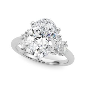 Oval Multi-Mini Side Stones Engagement Ring